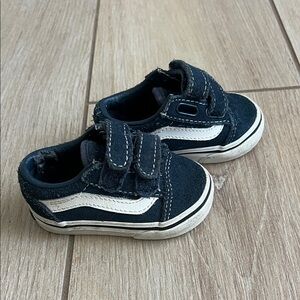 Vans Kids Navy and White Double Strap Sneakers